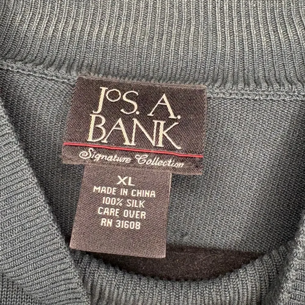 Jos A Bank Silk Preppy Old Money Mock Neck Green‎ Lightweight Sweater Mens XL